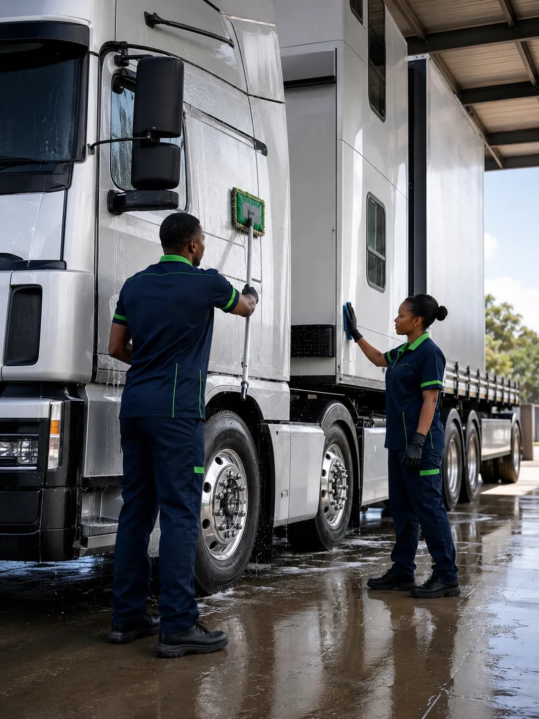 Professional truck wash and wax service for commercial vehicles